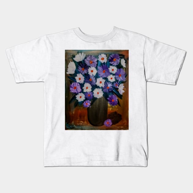 So painted a beautiful bouquet of mixed flowers in a black and gold . Using a more bold color background using acrylic metallic paints. Kids T-Shirt by kkartwork